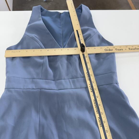 After Six Dress Womens 8R Larkspur Blue V Neck Keyhole Crepe Trumpet Gown 6821 - Picture 8 of 10